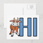 Carte Postale La vache dit bonjour (Devant / Derrière)