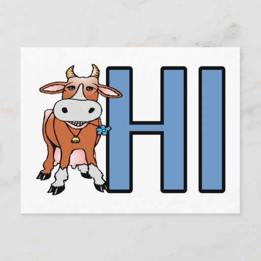 Carte Postale La vache dit bonjour (Devant)