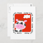 Carte Postale La vache dit des maillots et des cadeaux de Moo (Devant / Derrière)