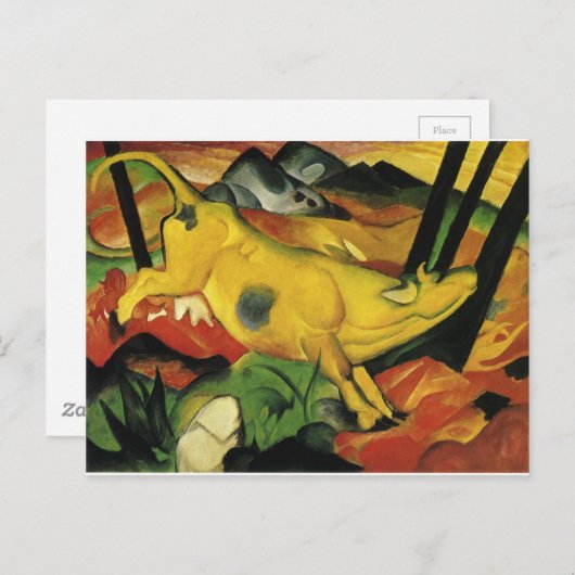 Carte Postale La vache jaune par Franz Marc (Devant / Derrière)