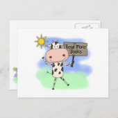 Carte Postale La vache Lire Plus De Livres (Devant / Derrière)