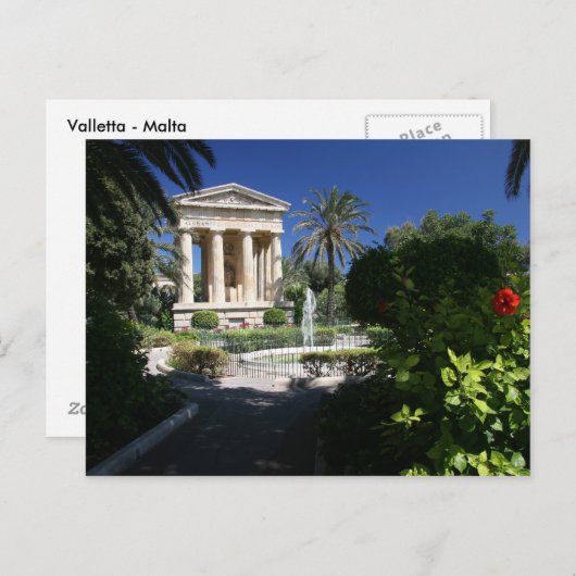 Carte Postale La Valette Malte bâtiment ancien dans le parc (Devant / Derrière)