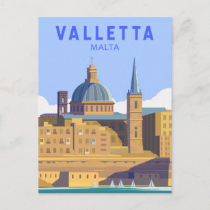 Carte Postale La Valette Malte Voyage Art Vintage