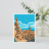 Carte Postale La Valette Malte Voyage Vintage illustration (Debout devant)