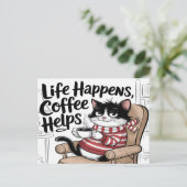 Carte Postale La vie arrive café aide (Debout devant)