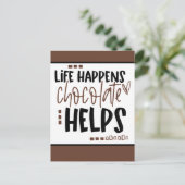 Carte Postale La Vie Arrive Le Chocolat Aide À Citer Positive (Debout devant)