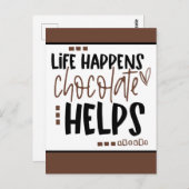 Carte Postale La Vie Arrive Le Chocolat Aide À Citer Positive (Devant / Derrière)