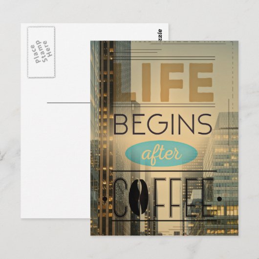 Carte Postale La vie commence après la caféine toxicomane (Devant / Derrière)