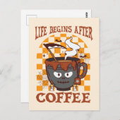 Carte Postale La vie commence après le café - Halloween de cuisi (Devant / Derrière)