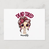 Carte Postale La vie de maman épuisée Squelette chignon désordon (Devant)