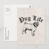 Carte Postale La vie de Pug Chien Gangster Drôle (Devant / Derrière)