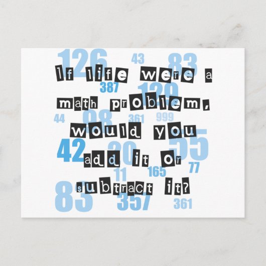 Carte Postale La vie est comme les maths (Devant)