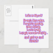 Carte Postale La vie est courte (Devant / Derrière)