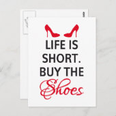 Carte Postale La vie est courte, achetez les chaussures (Devant / Derrière)