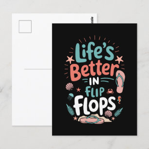Carte Postale La vie est meilleure à Flip-Flops - Plage tropical
