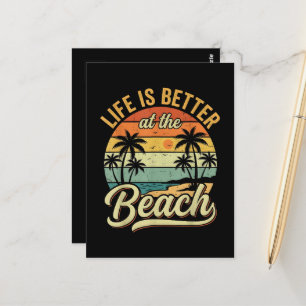 Carte Postale La vie est meilleure à la plage vacances d'été rét