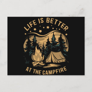 Carte Postale La vie est meilleure au camping-car au feu de camp