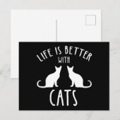Carte Postale La vie est meilleure avec les chats (Devant / Derrière)