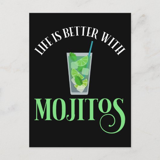Carte Postale La Vie Est Meilleure Avec Mojitos (Devant)