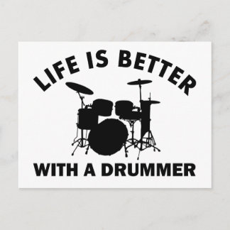 Carte Postale La vie est meilleure avec un batteur