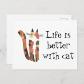 Carte Postale La vie est meilleure avec un chat (Devant / Derrière)