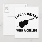 Carte Postale La vie est meilleure avec un violoncelle (Devant / Derrière)