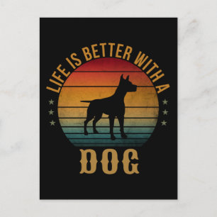 CARTE POSTALE LA VIE EST MIEUX AVEC UN CHIEN