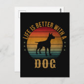 CARTE POSTALE LA VIE EST MIEUX AVEC UN CHIEN  (Devant / Derrière)
