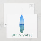 Carte Postale La vie est Surf de la houle conception (Devant / Derrière)