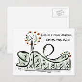 Carte Postale La Vie Est Un Dessous de verre À Roulettes. Profit (Devant / Derrière)