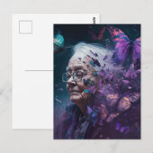 Carte postale La vieille femme aux papillons viole (Devant / Derrière)