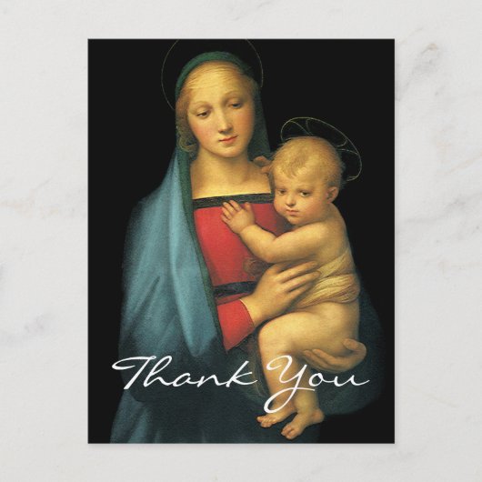 Carte Postale La Vierge à l'enfant de Raphael (Devant)