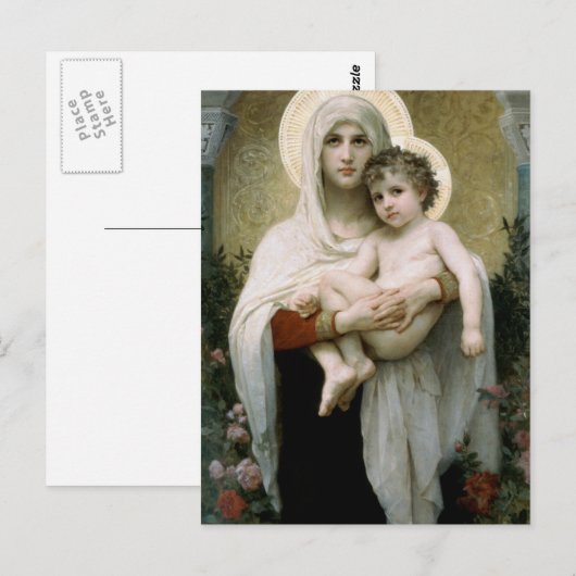 Carte Postale La Vierge des Roses de Bouguereau (1903) (Devant / Derrière)