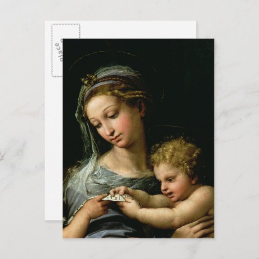 Carte Postale La Vierge du Rose, c.1518 (Devant / Derrière)