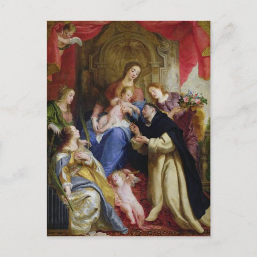 Carte Postale La Vierge offrant le Rosaire (Devant)
