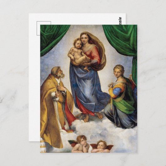 Carte Postale La Vierge Sixtine | Raphael | (Devant / Derrière)