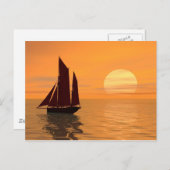 Carte Postale La voile au coucher du soleil (Devant / Derrière)