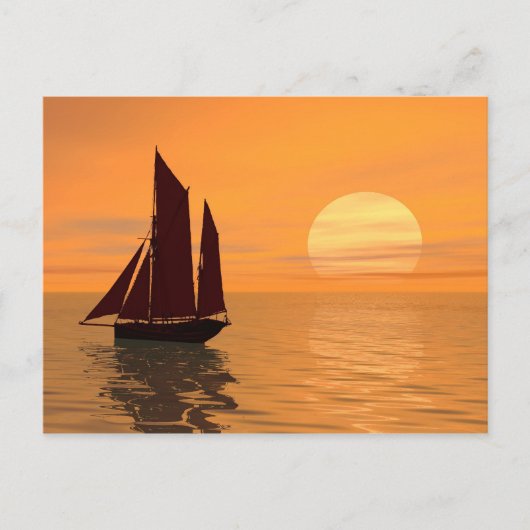 Carte Postale La voile au coucher du soleil (Devant)