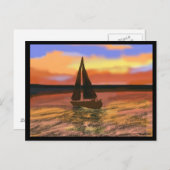Carte Postale La voile au soleil orange (Devant / Derrière)