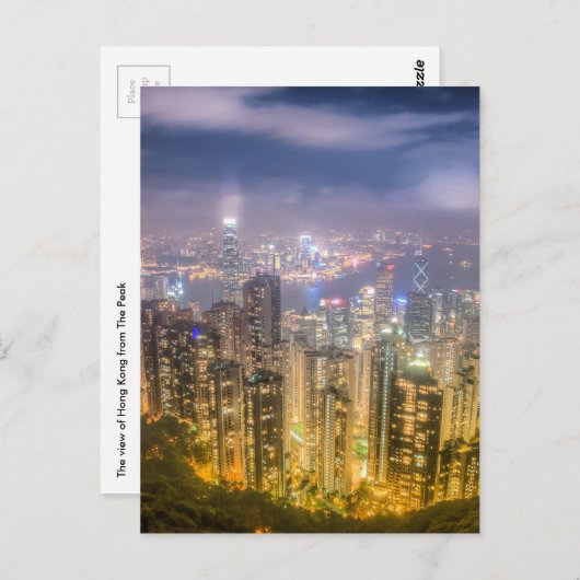 Carte Postale La vue sur Hong Kong depuis The Peak (Devant / Derrière)