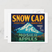 Carte Postale Label Apple Crate Casquette de neigeMosier, OU (Devant / Derrière)