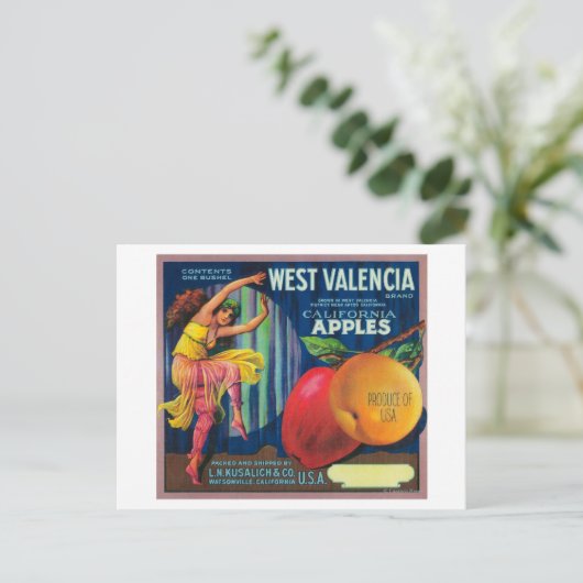 Carte Postale Label Apple Crate West ValenciaWatsonville, CA (Debout devant)