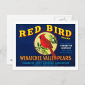 Carte Postale Label Red Bird Pear Crate, WA (Devant / Derrière)