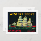 Carte Postale Label Western Shore Pear Crate, CA (Devant / Derrière)