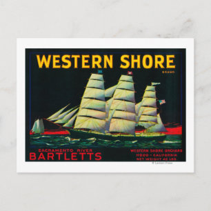 Carte Postale Label Western Shore Pear Crate, CA