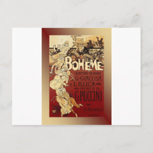 Carte Postale LaBoheme ~ Opéra Puccini 1896 avec Arrière - plan