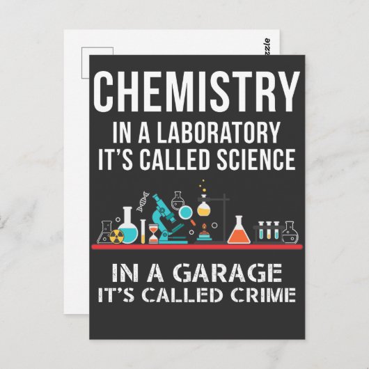 Carte Postale Laboratoire de chimie Science Garage Crime Chimist (Devant / Derrière)