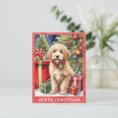 Carte Postale Labradoodé Joyeux Noël mignon Chien chiot (Debout devant)