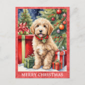Carte Postale Labradoodé Joyeux Noël mignon Chien chiot (Devant)