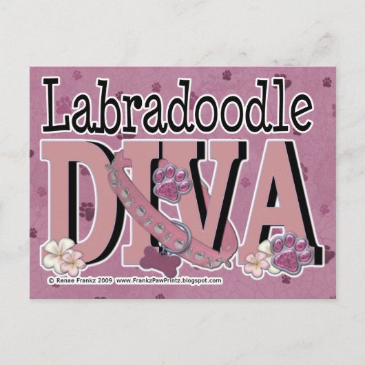 Carte Postale LabraDoodle DIVA (Devant)